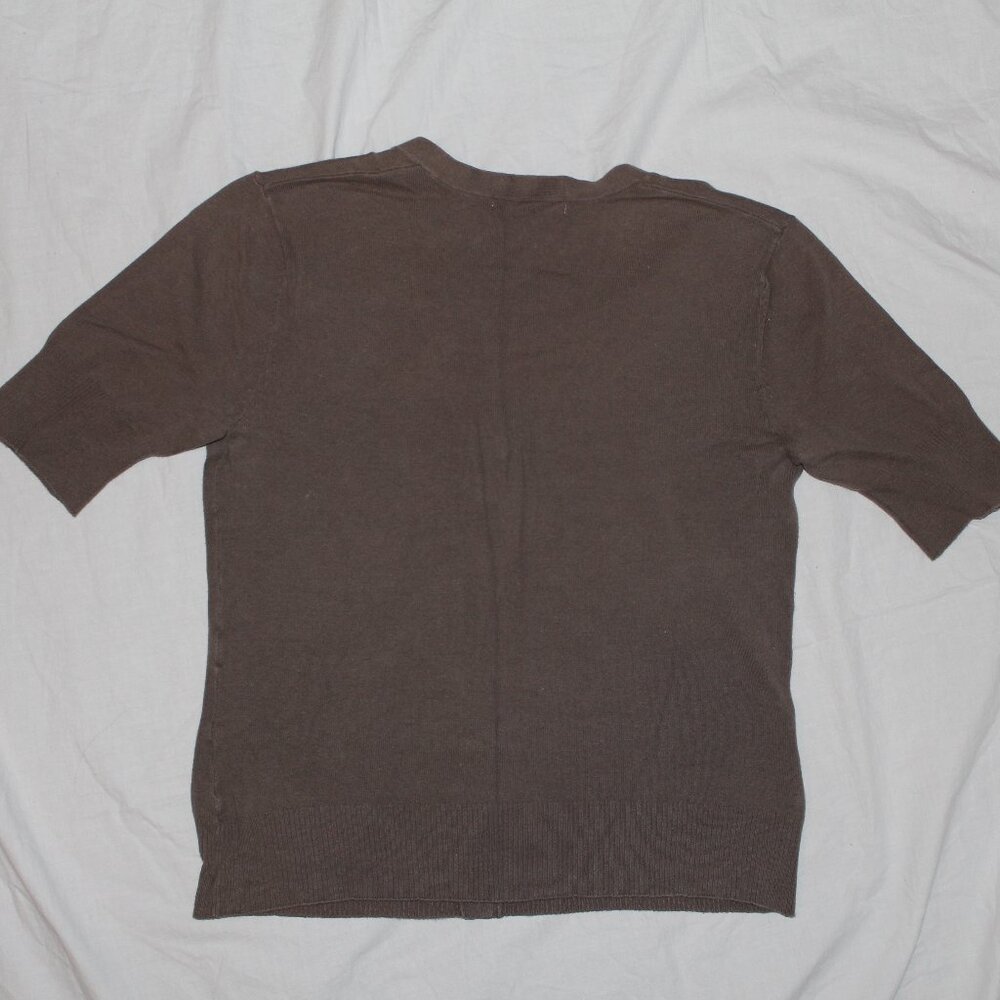 Merona Brand Taupe/Putty Colored Short Sleeve Button Down Cardigan Sweater - Picture 11 of 13